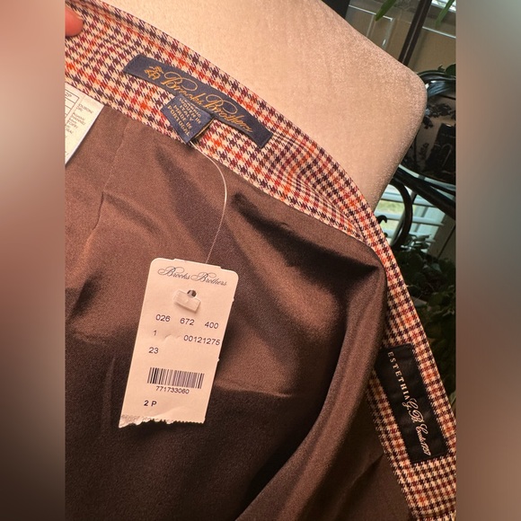 NWT Brooks Brothers Skirt Plaid Houndstooth Brown/Orange size 2p - Picture 7 of 9